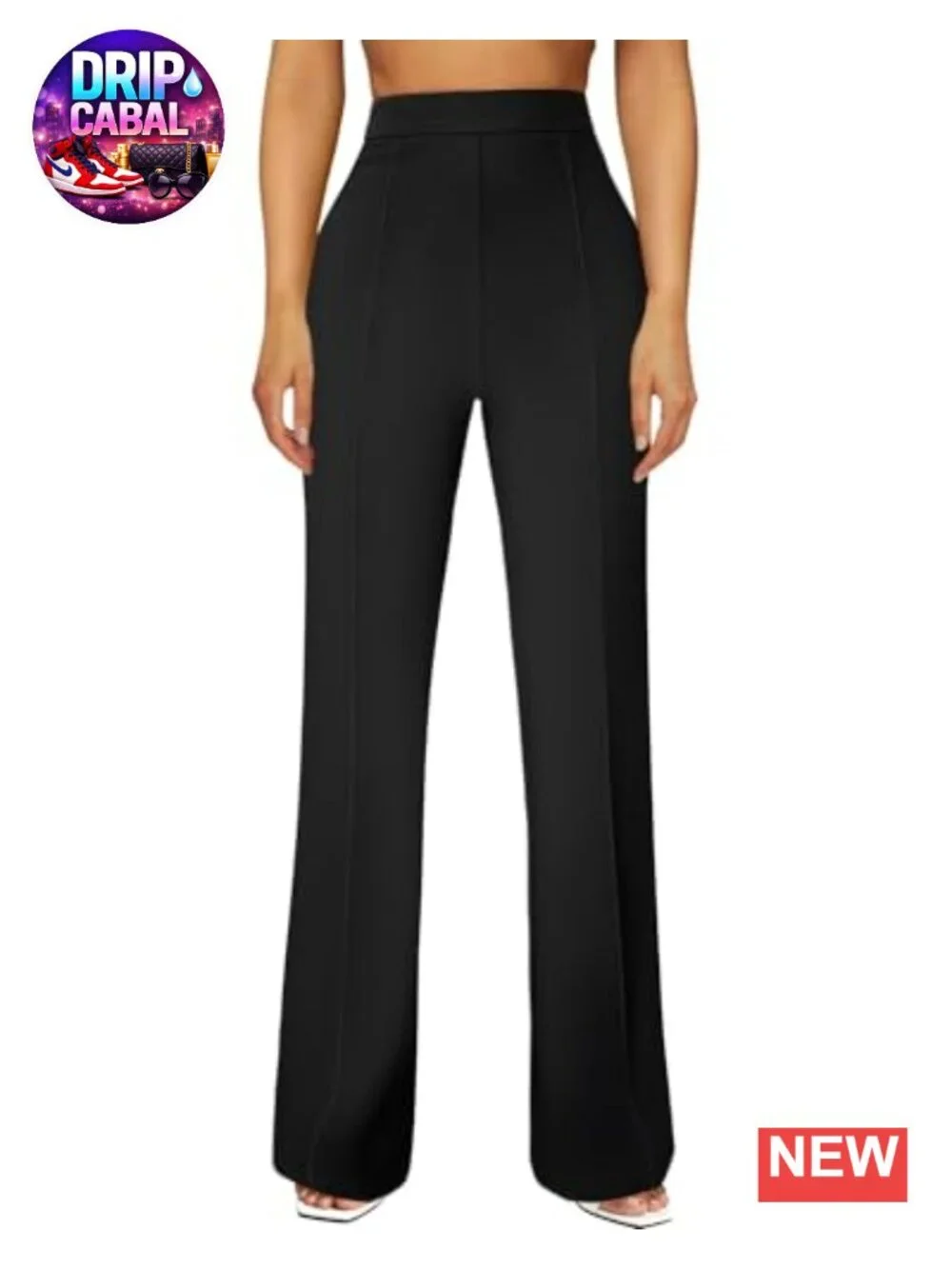 High Waist Straight Leg Work Pants Stretchy Business Casual Slacks